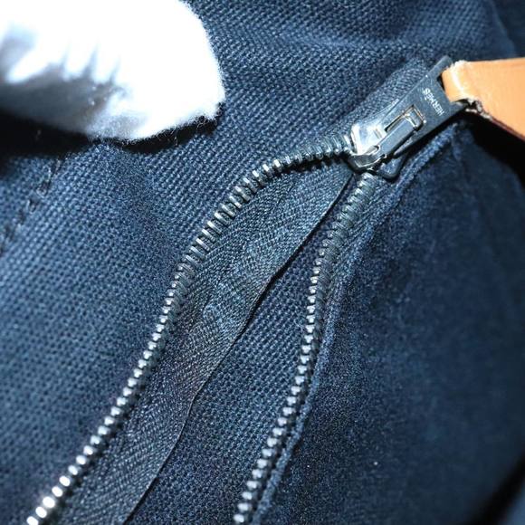 HERMES Fourre Tout PM Hand Bag Canvas Black Gray Silver Auth ti2255 - Picture 12 of 16